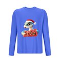 thumbnail image 2 of GuangCheng Mens Christmas Shirts Round Neck,Long Sleeve Tops,Printed,Pullover,Baggy,Bottom,Tees,Comfy Loose Piece,Blue,Size 3XL, 2 of 3