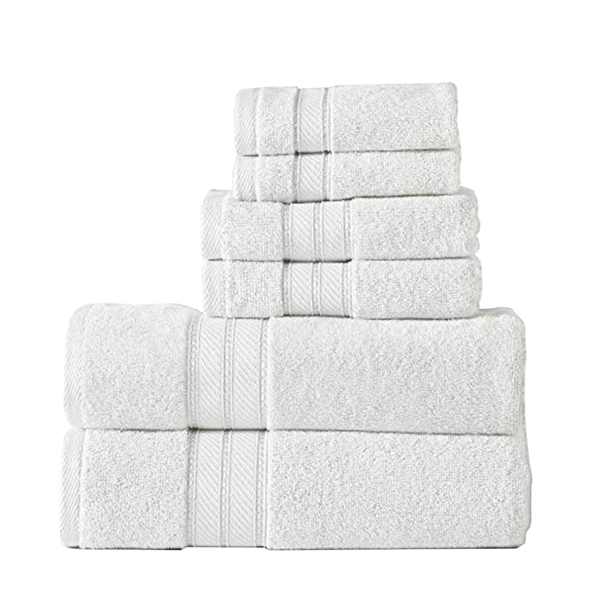Bergamo 6 Piece Spun loft Towel Set with Twill Weaving The Urban Port, White
