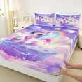 thumbnail image 3 of Homewish Colorful Unicorn Queen Sheet Sets,Cute Cartoon Animal Flat Sheet,Dreamy Fairy Tale Queen Fitted Sheet For Girls,Microfiber Bedroom Decor,4pcs, 3 of 7