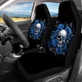 thumbnail image 3 of Pzuqiu Car Seat Cover Sets Full Set Elastic Car Seat Covers Full Set Polyester Fabric Removable Protect, Fit for Truck Cars Sedans, Skull and Rose Design, 3 of 10