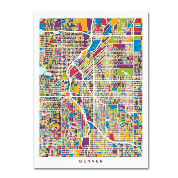 Trademark Fine Art "Denver Colorado Street Map 2" Canvas Art by Michael Tompsett