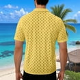thumbnail image 6 of Mens Button up Shirts Textured Knit Short Sleeve Eyelet Tops Dressy Casual Notch Collared Button-down Blouses (XL, Yellow 01), 6 of 7