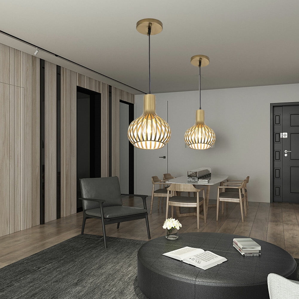 Modern Gold Cage Chandelier Ceiling Light Kitchen Island Pendant Lamp Fixture for Living Rooms, Bedrooms