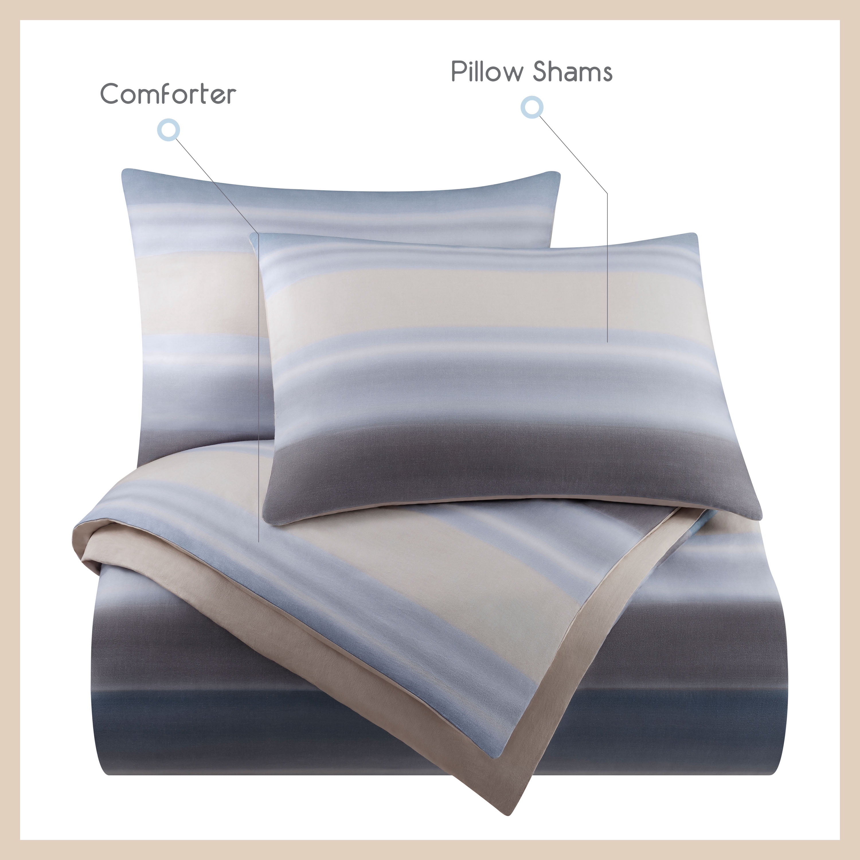 Vellux Alfie Cotton Sateen Comforter Set, Full/Queen, Blue