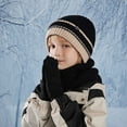 thumbnail image 2 of Wovix Kids Winter Color Block Hat Gloves Scarf Set For Girls Boys Beanie Hats Gloves Knit Set with Thick Warm Fleece Lined For Ages 6-10 Children Warm Soft For Daily Three Pieces, 2 of 4