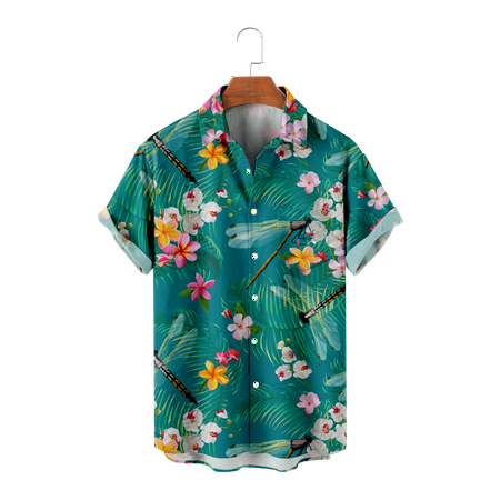

MLFU Men s Floral Hawaiian Shirt Button Down Short Sleeve Graphic Chest Pocket Shirts Funky Clothes Sizes Kids-Adult Unisex