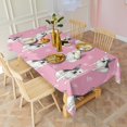 thumbnail image 4 of Pink French Bulldog Love Heart Rectangle Tablecloth 60"x120",Waterproof Polyester Rectangle Table Cloth, Wipeable Spillproof Polyester Tablecloth for Dining, Camping, Indoor and Outdoor, 4 of 6