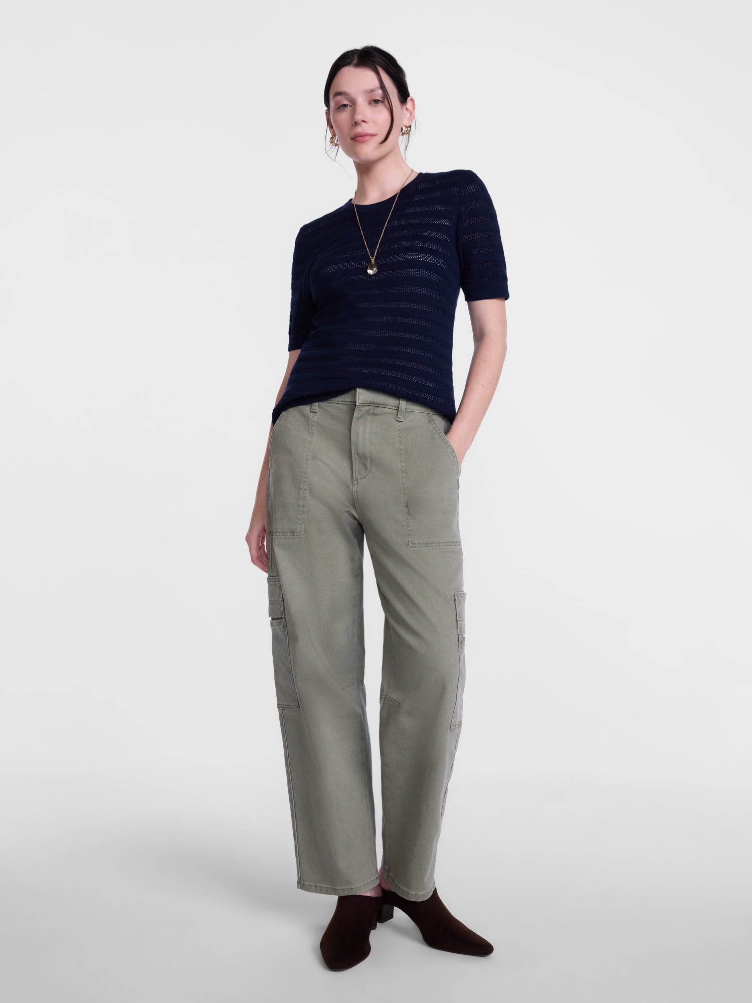 Scenario Women's and Women's Plus Stripe Sweater with Short Sleeves, Sizes XS-4X