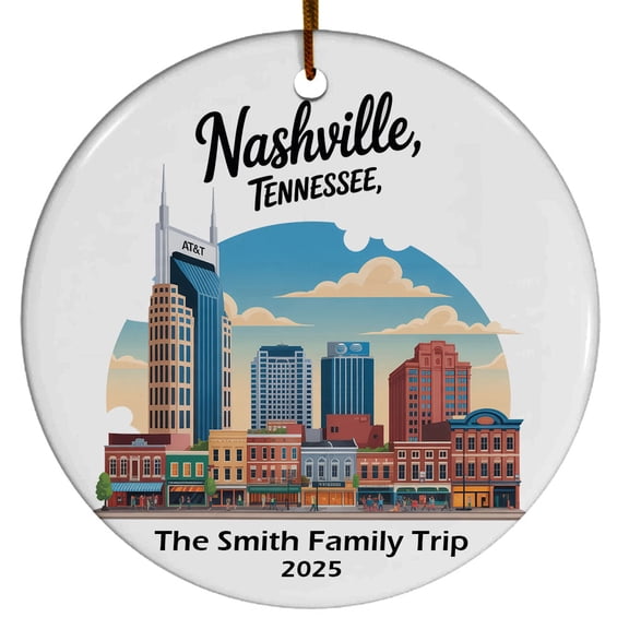 Nashville Tennessee Christmas Ornament, Collection of City Travel Souvenirs for Family and Friends, Christmas Tree Ornament City Travel, Trips of The Year, Christmas Ornament 2025