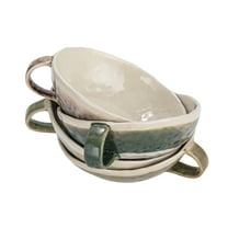 Creative Co-Op Stoneware Mug Set with Various Colors and Low Height, Multicolor, Set of 4