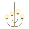 thumbnail image 3 of Living District Nyomi 30" 4-Light Metal/Glass Chandelier in Brass/White, 3 of 8