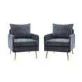 thumbnail image 2 of 14 Karat Home Upholstered Accent Armchair Set of 2 Removable Back Cushion Living Room Adult Navy, 2 of 7