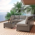 thumbnail image 6 of GAOMON 7 Pieces Outdoor Patio Furniture Set, Wicker Sectional Sofa Set Rattan Modular Patio Conversation Sets with Cushions Couch Set & Coffee Table for Outside, Garden, Balcony, Porch，Gray, 6 of 8