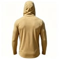 thumbnail image 6 of Inglocry Men's UPF 50+ Sun Hoodie with Mask Fishing Shirts UV Protection Long Sleeve, Quick Dry Hooded Rash Guard Hikingwith Zipper Pocket Khaki 2XL, 6 of 7