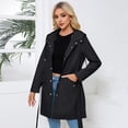 thumbnail image 6 of Women Fall Winter Coat Splash-resistant Single-breasted Hooded Long Sleeves Lace-up Tight Waist Drawstring Cardigan Overcoat Outdoor Trench Coat, 6 of 8