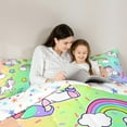 thumbnail image 5 of Manfei Kawaii Unicorn Bedding Comforter Set,Cute Rainbow Lightning Pattern Twin Comforter Sets,Yellow Green Purple Ombre Bedding Set For Girls Teens,Breathable Home Decor Reversible,2 Pieces, 5 of 8