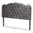 thumbnail image 6 of Baxton Studio Clovis Modern and Contemporary Grey Velvet Fabric Upholstered Full Size Headboard, 6 of 8