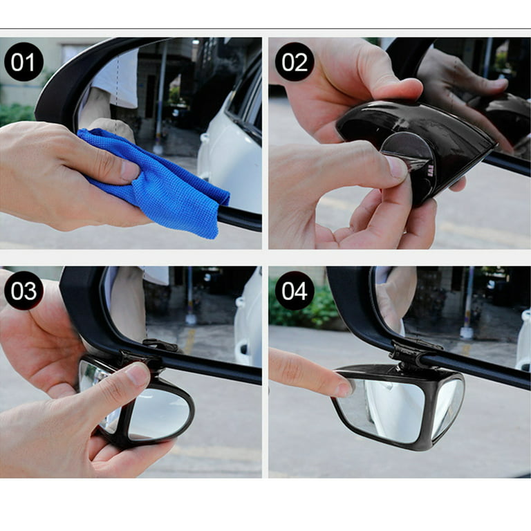 Cheap FONKEN 2pcs Rearview Mirror Small Round Mirror Car Blind Area  Reversing Auxiliary Mirror Multi-function 360 Blind Spot Waterproof  Reflector
