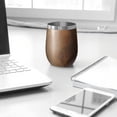 thumbnail image 3 of 12oz Insulated Wine Tumbler with Lid & Straw, Stainless Steel Egg Shape Cup, Wood Print, 3 of 5