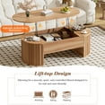 thumbnail image 6 of Harper & Bright Designs Lift Top Coffee Table with Storage, Oval Fluted Center Table with Hidden Compartment, Vintage Coffee Table for Living Room, Light Brown, 6 of 14