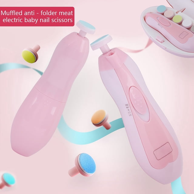 Electric Baby Nail Clipper Trimmer, Safe & Quiet, 6 in 1 Design with LED Light and 4 Speed Settings