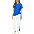 thumbnail image 5 of Conjuntos de blusas y camisas de manga larga y cuello redondo para niños, color liso, manga corta, cuello redondo, camiseta y pantalones deportivos con lazo en la pierna, conjunto deportivo informal d, 5 of 5