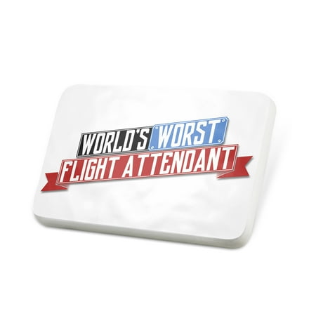Porcelein Pin Funny Worlds worst Flight Attendant Lapel Badge – NEONBLOND
