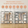 thumbnail image 4 of Portable Closet Wardrobe for Hanging Clothes 57.3 Inch Large Capacity Clothes Rack with Cover, 10 Storage Organizer Shelves, 1 Hanging Rods and 6 Pockets, Free Standing Closet for Bedroom, Grey, 4 of 17