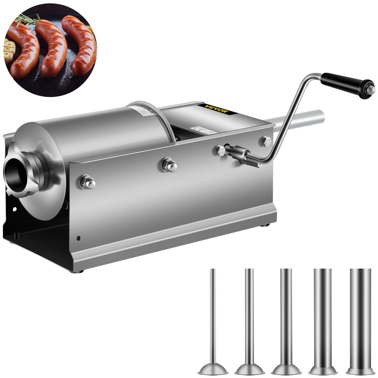 Sausage Stuffer Horizontal Kitchen Machine Aluminum Meat Stuffing Maker Kit 4 
