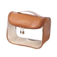 thumbnail image 2 of Bolsa de cosméticos transparente, bolsa de viaje para artículos de tocador, porta brochas, multifuncional, impermeable Café, 2 of 6