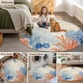 thumbnail image 5 of Orange Navy Blue Coral Round Area Rug 6Ft Washable Circle Rugs for Bathroom Office, Summer Beach Coastal Retro Non-Slip Carpet Floor Mats Indoor Outdoor Carpet Runner Aesthetic Home Decor, 5 of 8