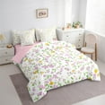 thumbnail image 4 of Manfei Retro Flower 7-Piece Twin Bedding Sets,Rustic Floral Bedding Comforter Set,Purple White Green Sheet Sets For Men Women,Ultra Soft Home Decor Reversible, 4 of 9