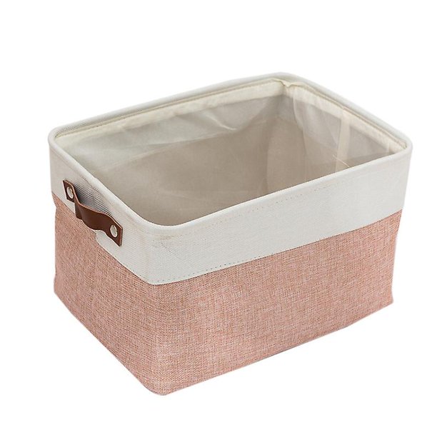 ZHAOCHENG Caja de almacenamiento plegable rectangular con cesta de almacenamiento de tela con costura de lino, caja de almacenamiento con asas de cuerda de algodón, caja de almacenamiento en forma de