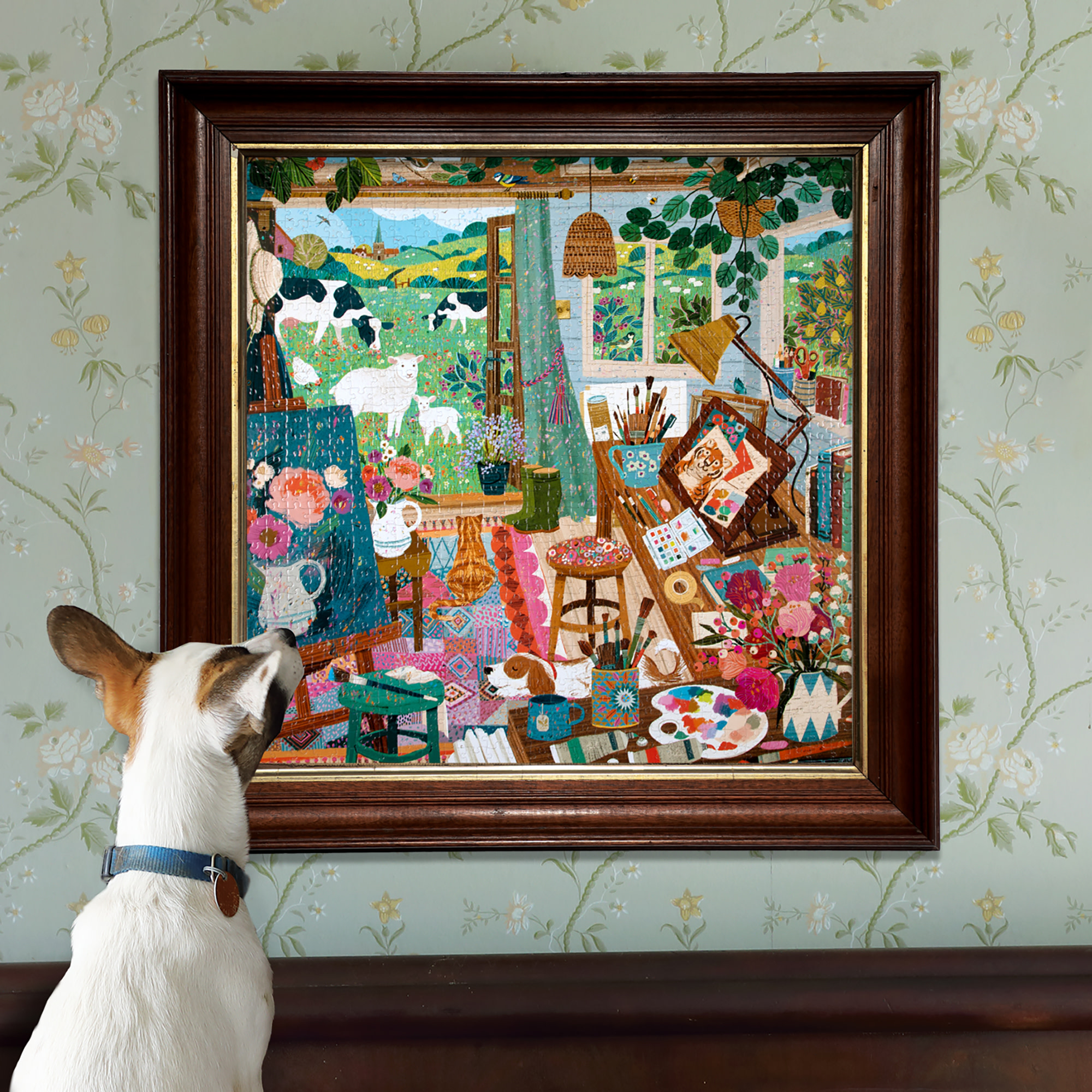 eeBoo Piece & Love: Artist's Cottage - 1000 Piece Puzzle - Adult Square Jigsaw, 23x23", Includes Image Reference Insert, Glossy High-Quality Pieces