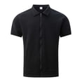 thumbnail image 4 of XIAOCHA Men’s Lightweight Breathable Textured Full Zip Short Sleeve Shirt Slim Fit Casual Daily Polo, 4 of 5