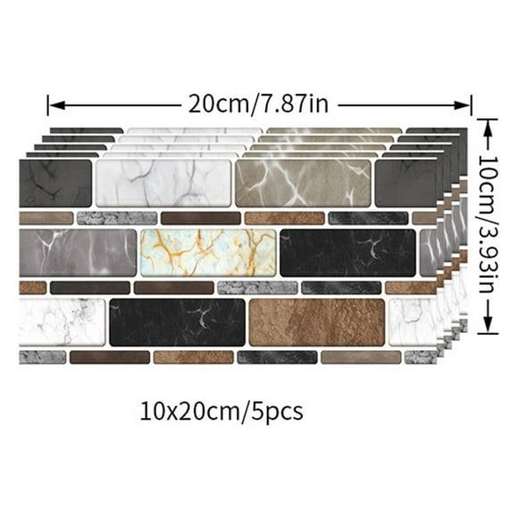 JJKBVCLO 3D Bright Film Tile Stickers DIY Self Adhesive Wall Stickers