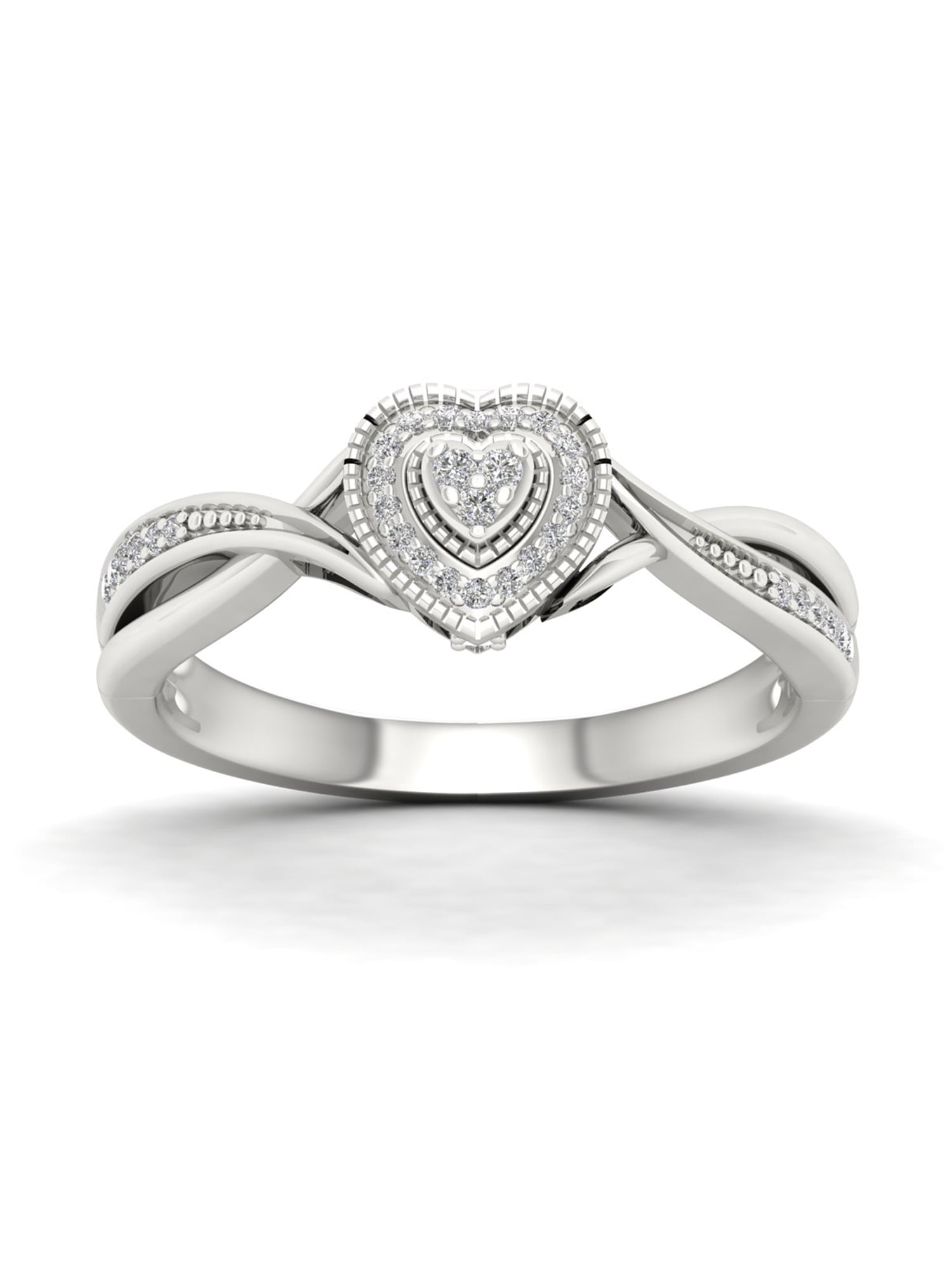 1/10Ct TDW Diamond S925 Sterling Silver Heart Ring