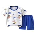 thumbnail image 3 of Tranfacy Toddler Boys and Girls 2-10 Years Summer Outfit Sleeve Round Neck Blouses and Shirts Set Floral Print Round Neck Short Sleeve top Elastic Waist Shorts Daily Wear, 3 of 5