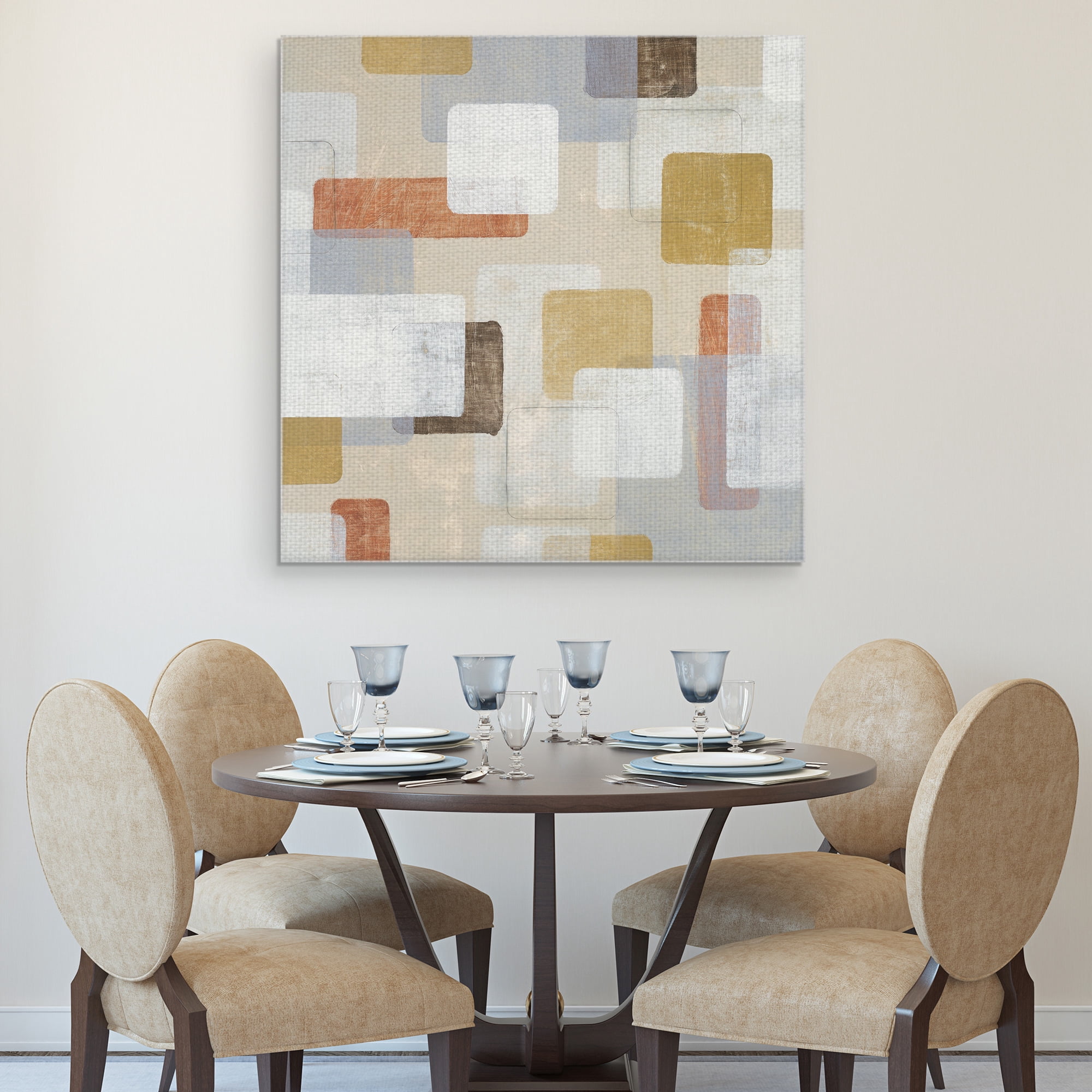 Masterpiece Art Gallery Orbis 1 Abstract Rectangular Abstract By JB Hall Canvas Art Print 35" x 35"