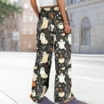 thumbnail image 7 of WTOBBY Women's Casual Wide Leg Pants with Stretch Belt and Pocket, Halloween Print Adjustable Tie Trousers for Seasonal Comfort Wear,Multicolor 2XL, 7 of 7