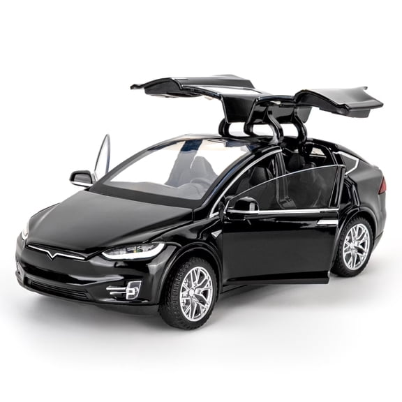 Play Vehicle Toy Car Model X, BDTCTK Diecast Pull Back Car Toys Alloy Vehicles with Lights and Sound 1:32 Scale Model Car (Black)