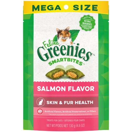 Greenies Greenies Félin SmartBites Peau et Fourrure Croustillantes et Douces Gâteries pour Chats Adultes, Saumon, 1 Unité/4,6 Oz