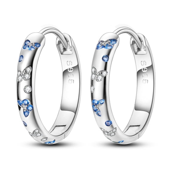 MULA Orignal Butterfly 925 Sterling Silver Big Hoop Earrings Blue AAA CZ For Women Jewelry Birthday Gift