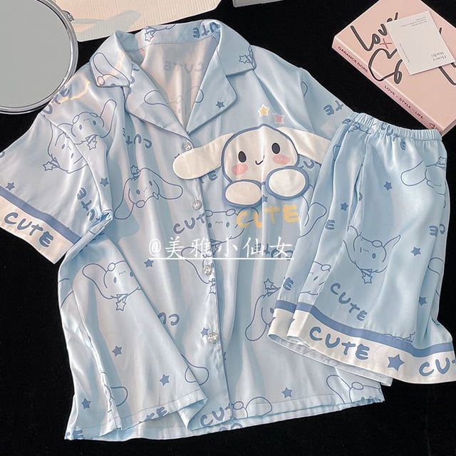 Camiseta Kawaii Sanrios Kuromi My Melody Cinnamoroll para niña, pijama con estampado de corazón de dibujos animados, conjunto de ropa para el hogar, regalo para niña, novedad de 2022 gym unisex