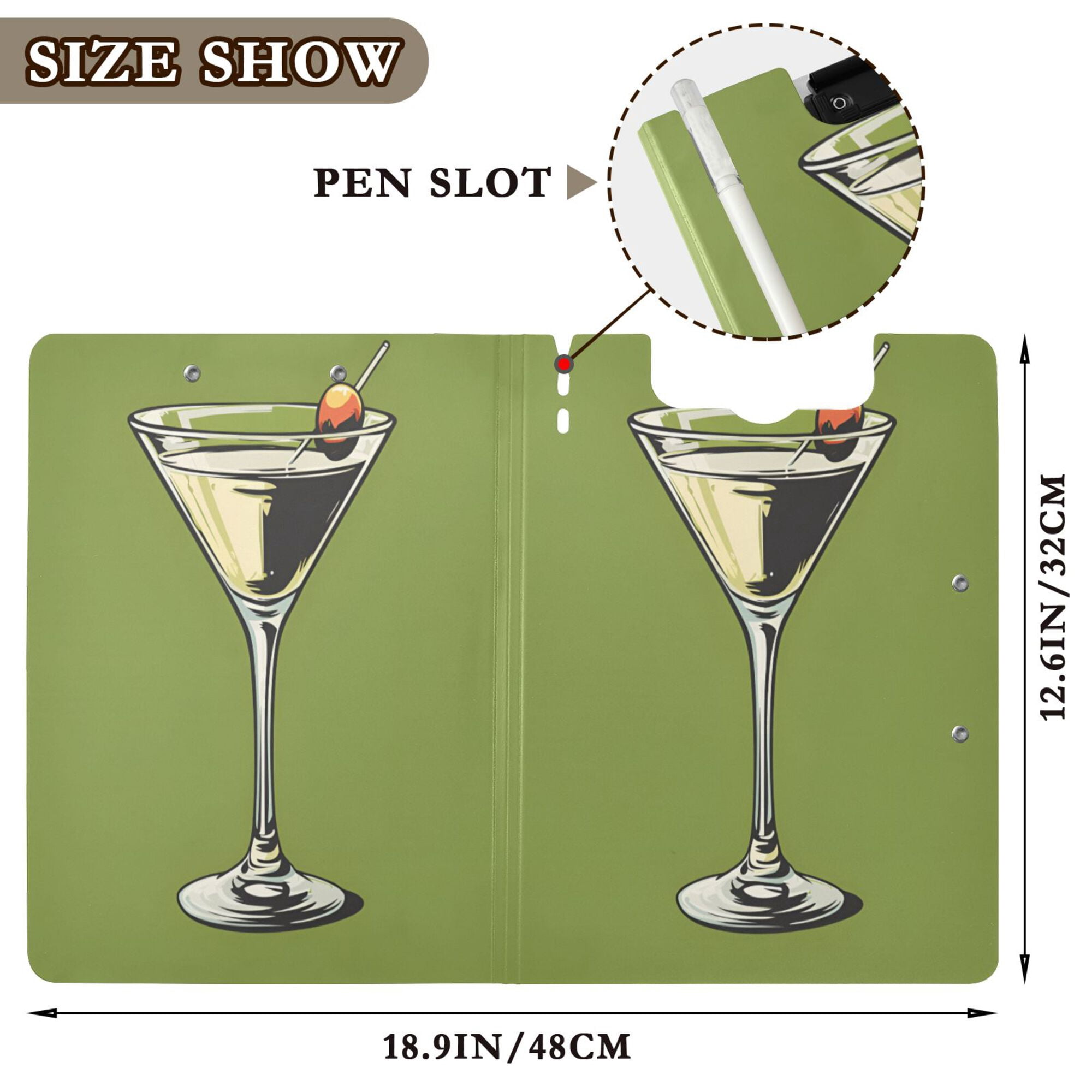 FORMRS A4 Clipboard Folder with Pen Holder Horizontal Foldable School Office Binder, Light Black Martini
