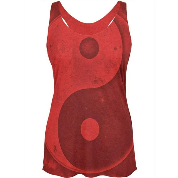 Galaxy Stars Yin Yang Distressed Womens Soft Racerback Tank Top Vintage Red SM