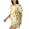 thumbnail image 3 of Womens Pajama Sets With Pocket, Gnomes Bees Lounge Sets Short Sleeve Sleepwear PJ Sets for Women, 3 of 6