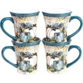 thumbnail image 6 of Harvest Gatherings 14 oz. Ceramic Fall Mugs Set of 4 Blue White Pumpkin Coffee Cups Rustic Autumn Drinkware for Tea Cocoa or Cider Thanksgiving Decor Farmhouse Kitchen Host Gift, 6 of 7