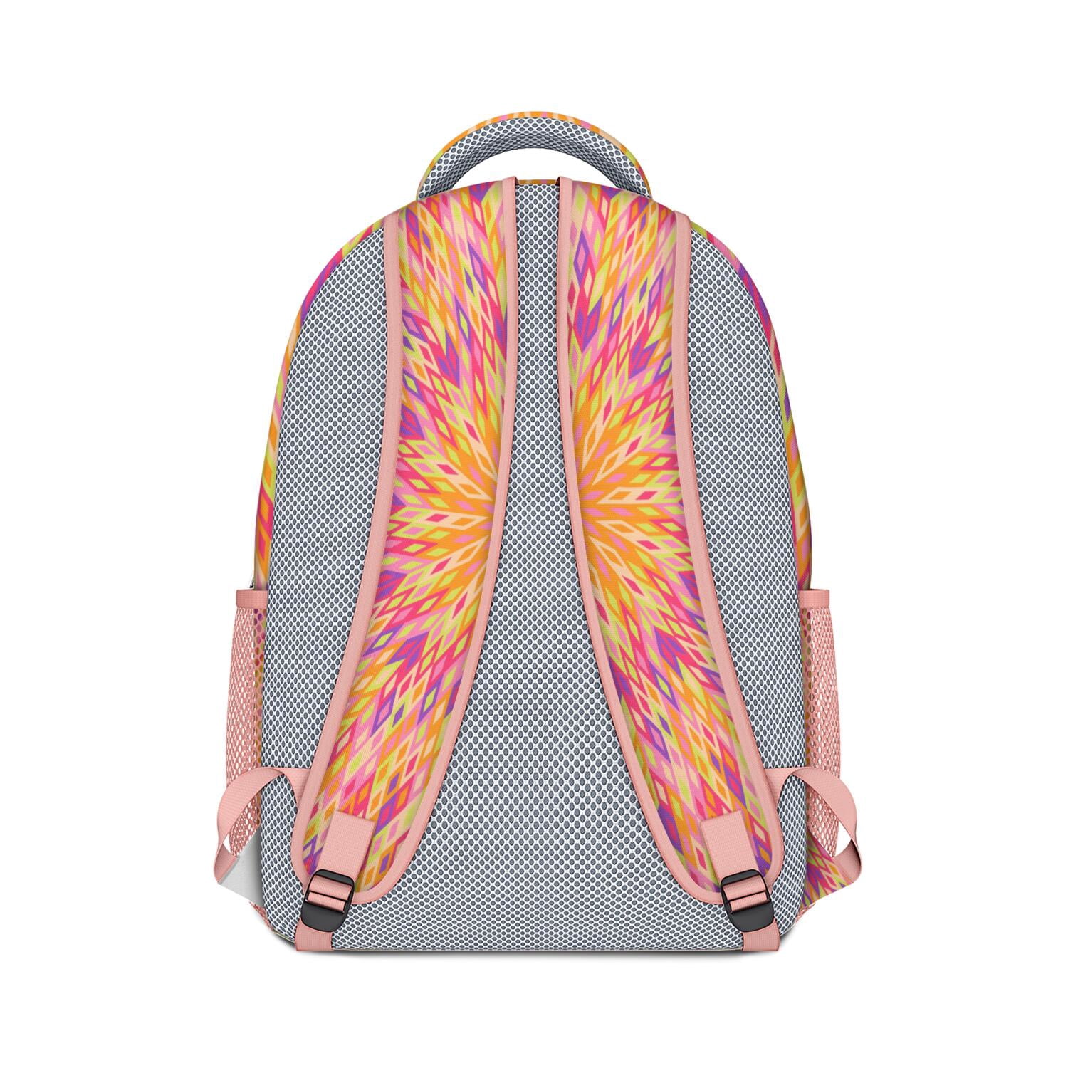 Emotional Psychedelic Backpack - Stylish Waterproof Daypack with Ergonomic Spinal Support, Vibrant Geometric Abstract Design for Teens & Adults