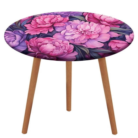Flower (3) Round Fitted Tablecloth Elastic Table Cover Waterproof Dining for Indoor Outdoor Decor Table Cloth